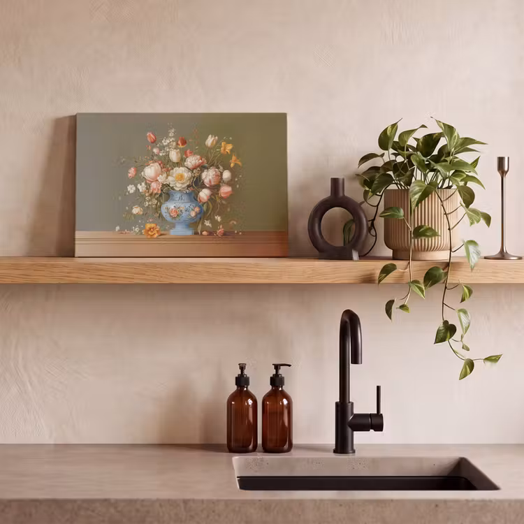 Canvas schilderij - Neutral - Bloemen - Boeket - Vaas — 3