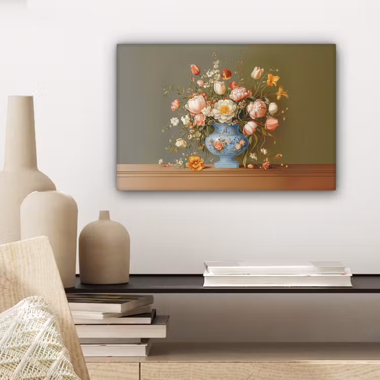 Canvas schilderij - Neutral - Bloemen - Boeket - Vaas — 5