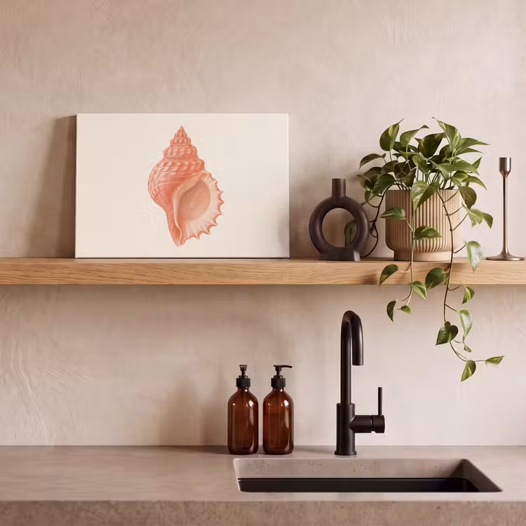 Canvas schilderij - Schelp - Roze - Structuur — 3