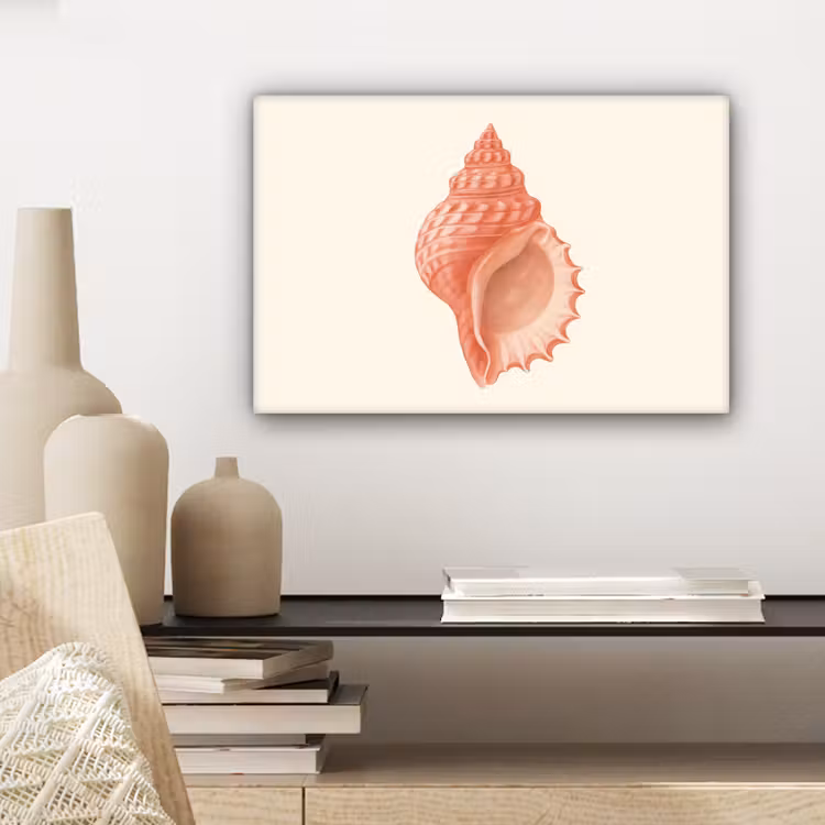Canvas schilderij - Schelp - Roze - Structuur — 5