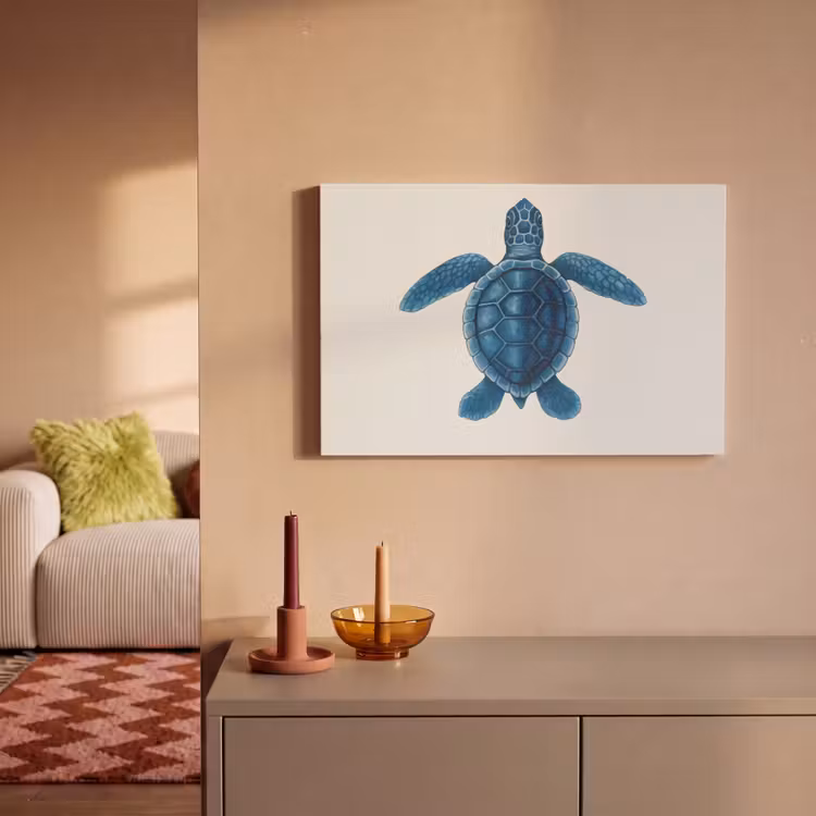 Canvas schilderij - Schildpad - Blauw - Schild — 2