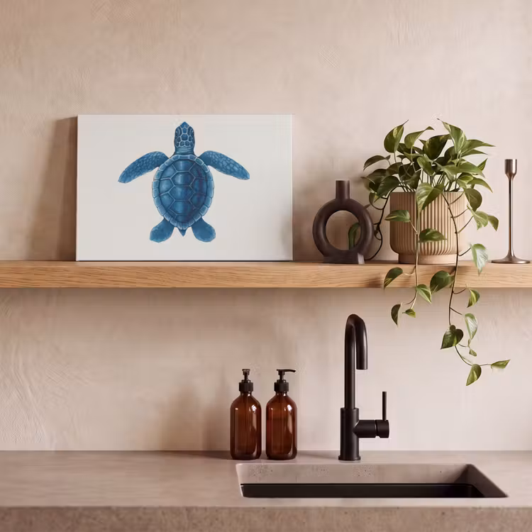 Canvas schilderij - Schildpad - Blauw - Schild — 3