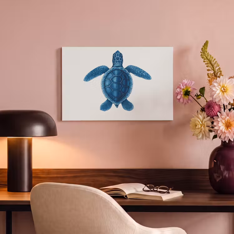 Canvas schilderij - Schildpad - Blauw - Schild — 4