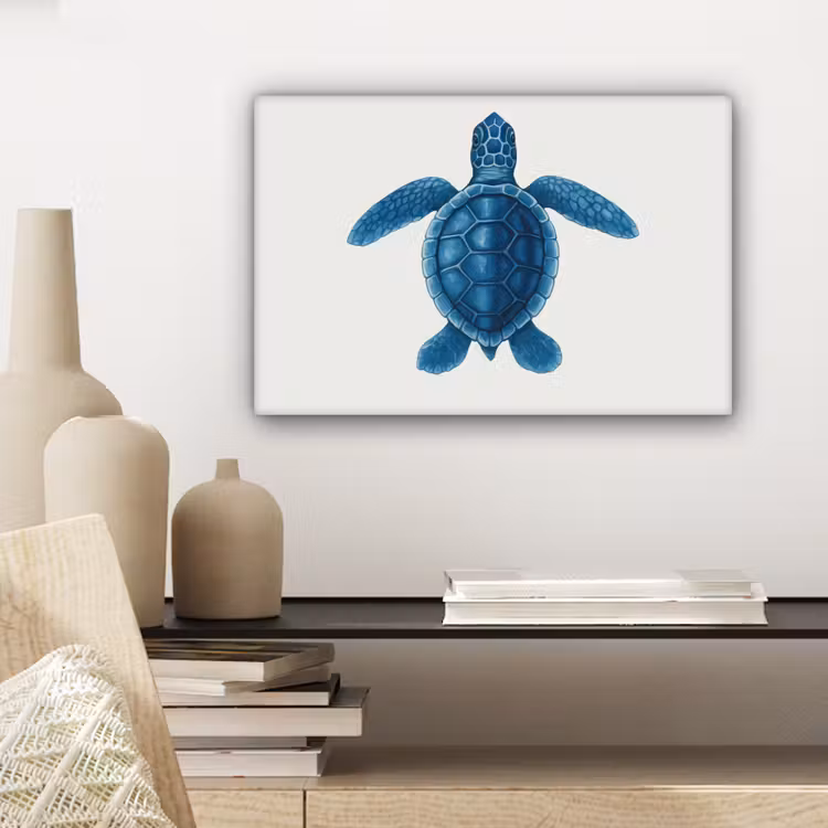 Canvas schilderij - Schildpad - Blauw - Schild — 5