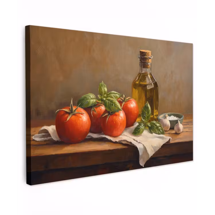 Canvas schilderij - Tomaten - Olijfolie - Stilleven — 1