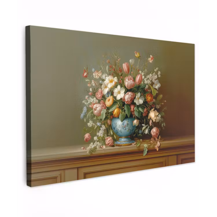 Canvas schilderij - Vaas - Pastel - Kleuren - Bloemen — 1