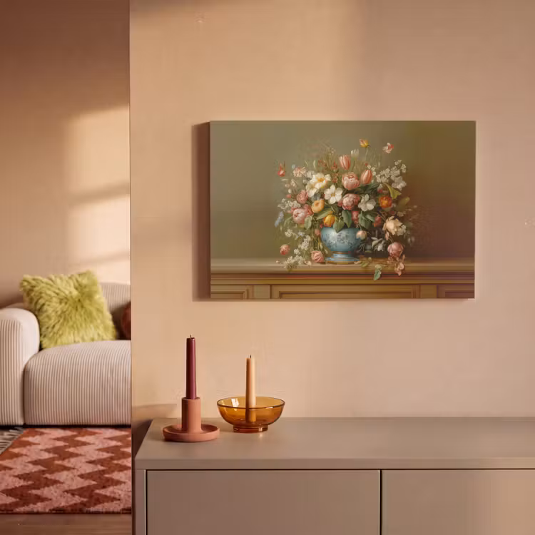 Canvas schilderij - Vaas - Pastel - Kleuren - Bloemen — 2