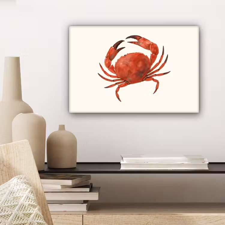 Canvas schilderij - Krab - Felrood - Poten — 5