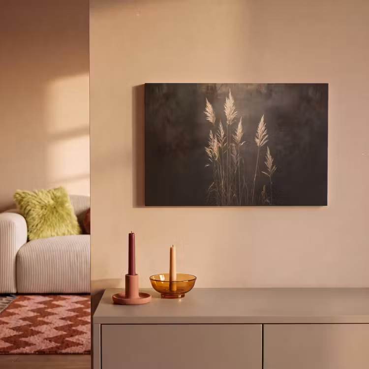 Canvas schilderij - Siergras - Pluimen - Verlichting - Zwart — 2