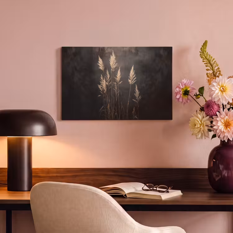 Canvas schilderij - Siergras - Pluimen - Verlichting - Zwart — 4