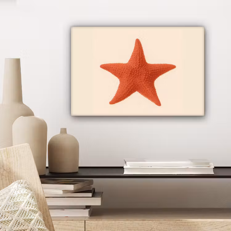Canvas schilderij - Zeester - Bobbels - Rood — 5