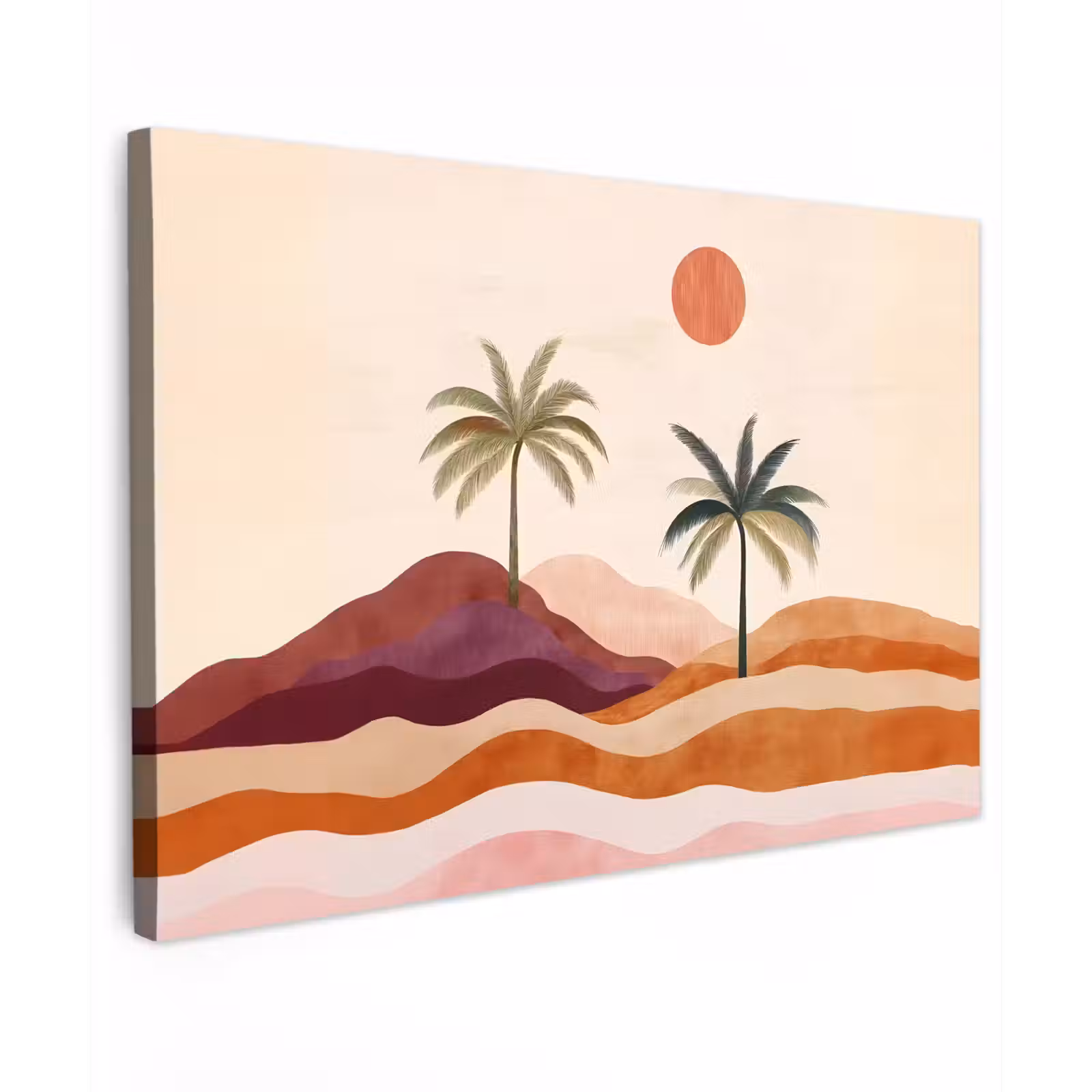 Canvas schilderij - Palmbomen - Abstract - Zon - Heuvels — 1