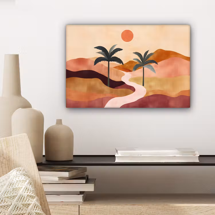 Canvas schilderij - Heuvels - Palmbomen - Abstract — 5