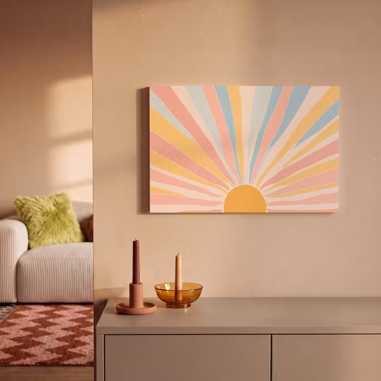 Canvas schilderij - Illustratie - Zon - Pastelkleuren — 2