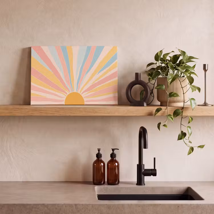 Canvas schilderij - Illustratie - Zon - Pastelkleuren — 3