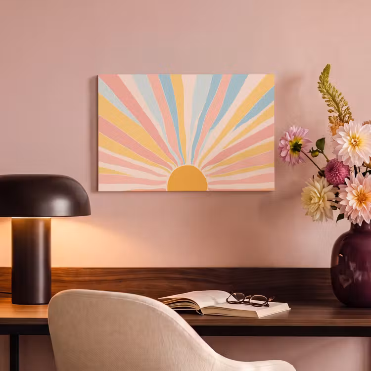 Canvas schilderij - Illustratie - Zon - Pastelkleuren — 4