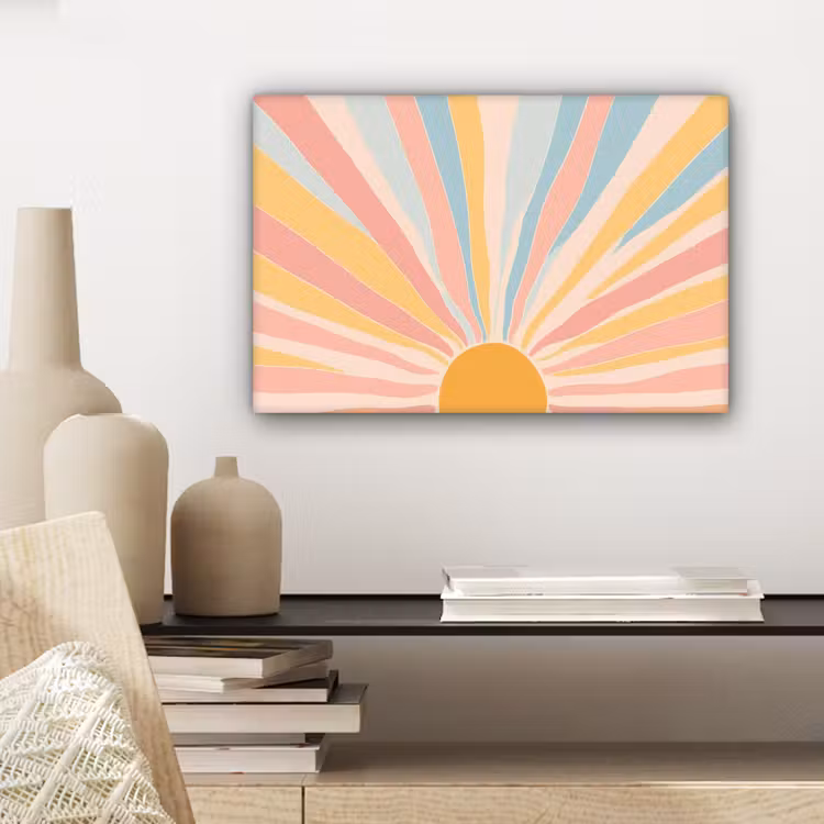 Canvas schilderij - Illustratie - Zon - Pastelkleuren — 5