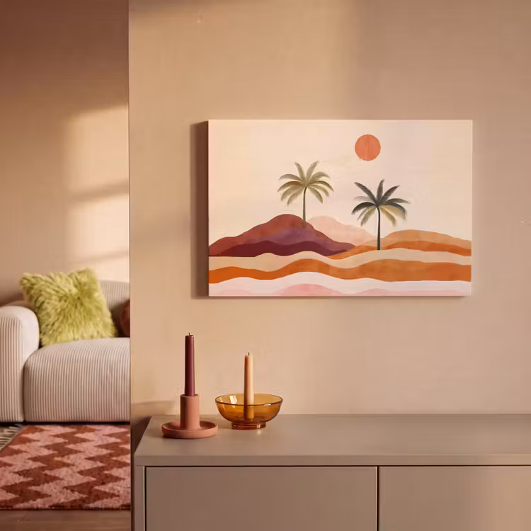 Canvas schilderij - Palmbomen - Abstract - Zon - Heuvels — 2