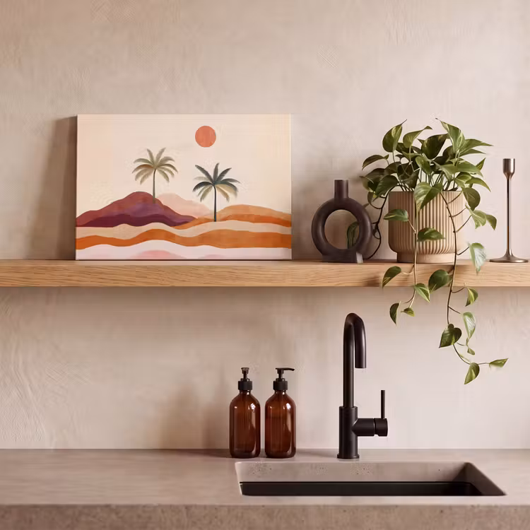 Canvas schilderij - Palmbomen - Abstract - Zon - Heuvels — 3