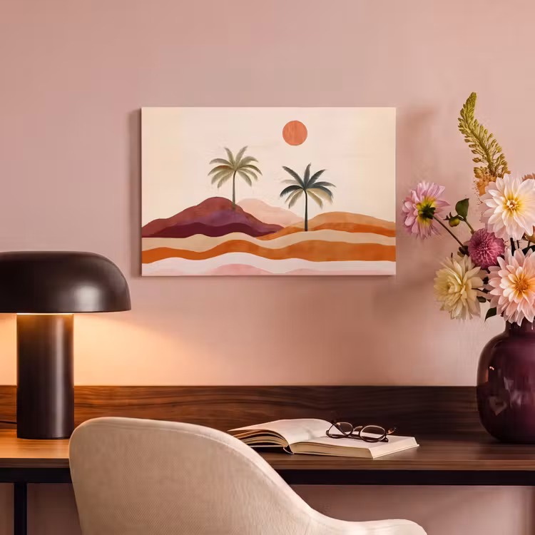 Canvas schilderij - Palmbomen - Abstract - Zon - Heuvels — 4