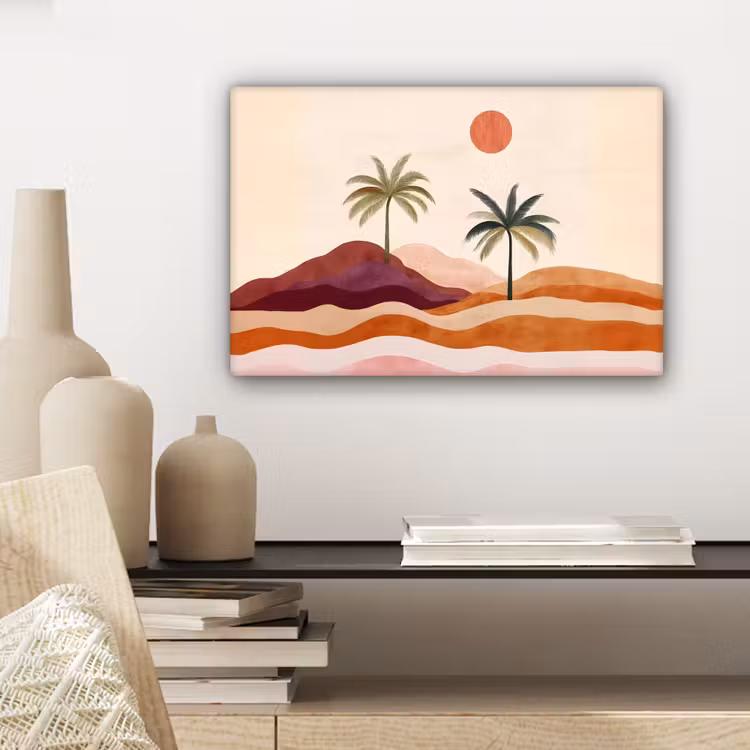 Canvas schilderij - Palmbomen - Abstract - Zon - Heuvels — 5