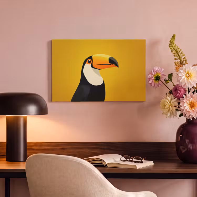 Canvas schilderij - Toekan - Minimalistisch - Snavel - Oranje — 4