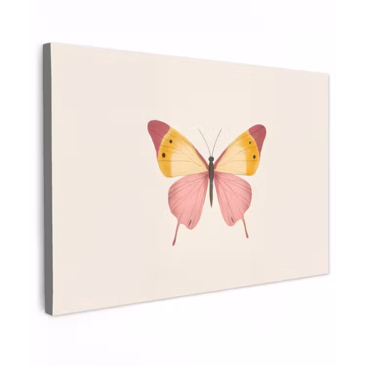 Canvas schilderij - Vlinder - Illustratie - Roze — 1