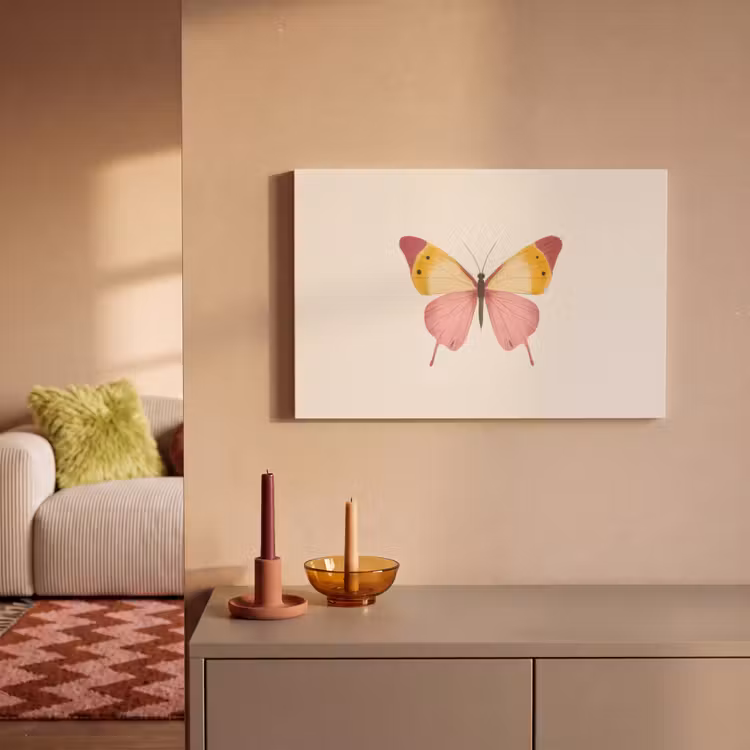 Canvas schilderij - Vlinder - Illustratie - Roze — 2