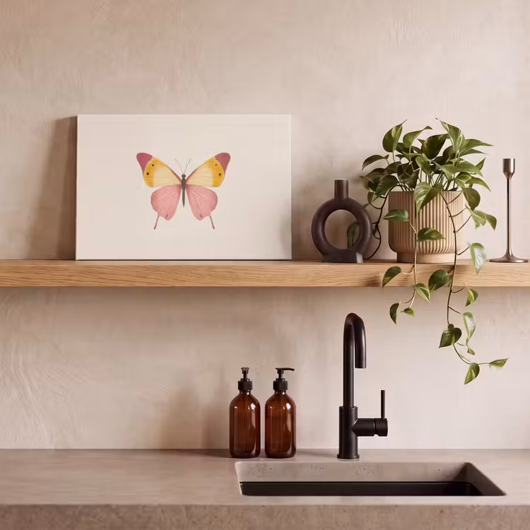 Canvas schilderij - Vlinder - Illustratie - Roze — 3