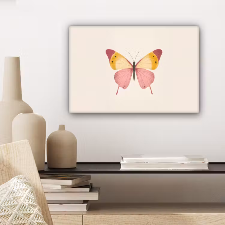 Canvas schilderij - Vlinder - Illustratie - Roze — 5