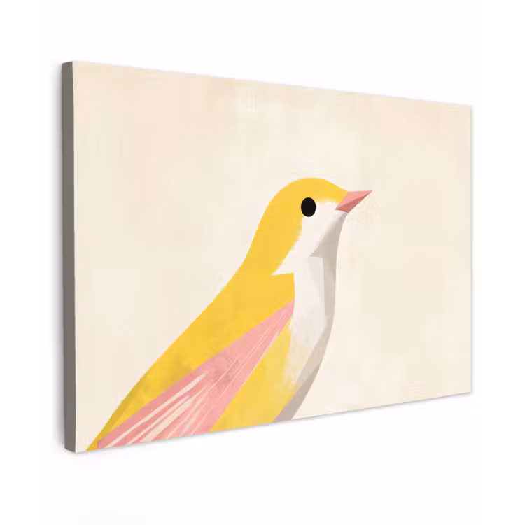 Canvas schilderij - Vogel - Minimalistisch - Geel — 1
