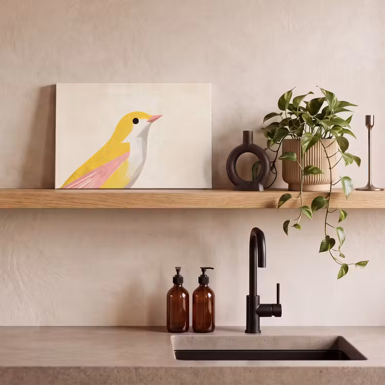 Canvas schilderij - Vogel - Minimalistisch - Geel — 3