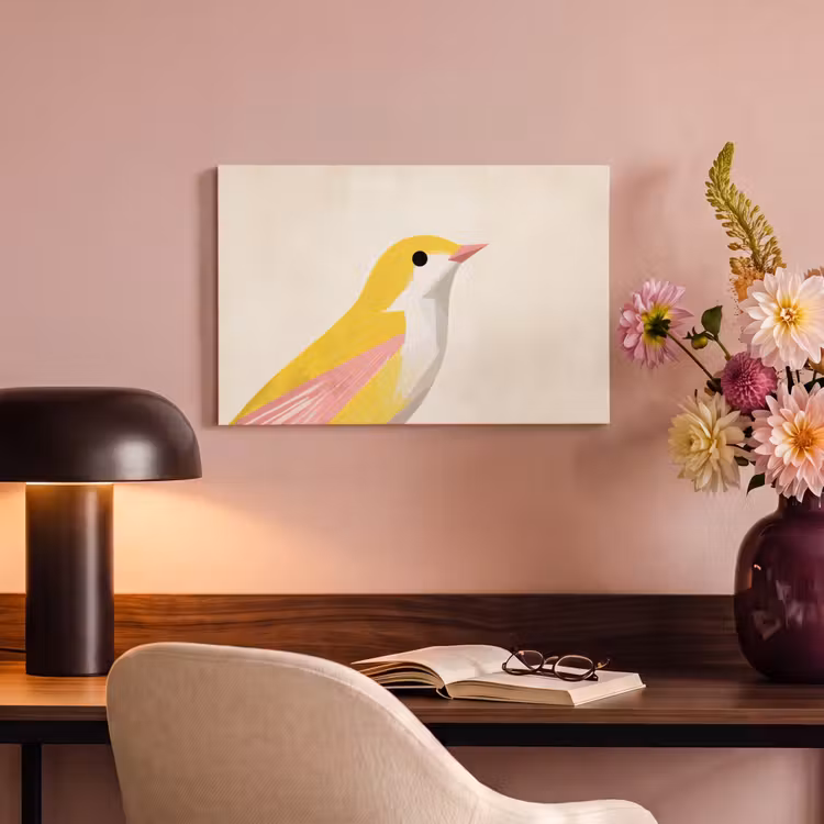 Canvas schilderij - Vogel - Minimalistisch - Geel — 4