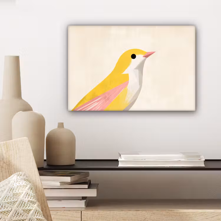 Canvas schilderij - Vogel - Minimalistisch - Geel — 5