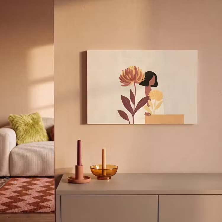 Canvas schilderij - Vrouw - Minimalistisch - Bloem — 2