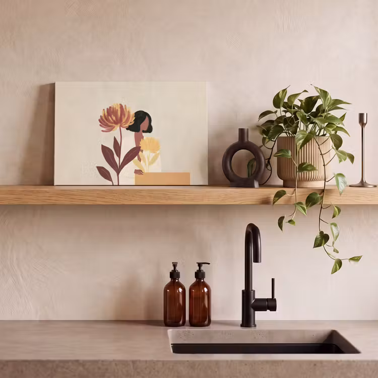 Canvas schilderij - Vrouw - Minimalistisch - Bloem — 3