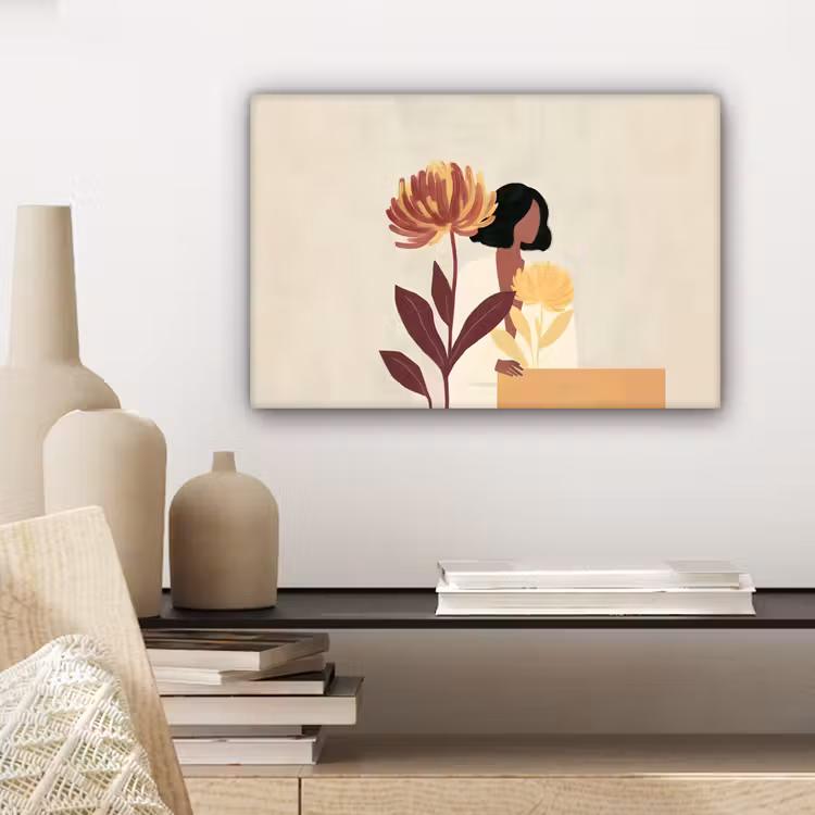 Canvas schilderij - Vrouw - Minimalistisch - Bloem — 5