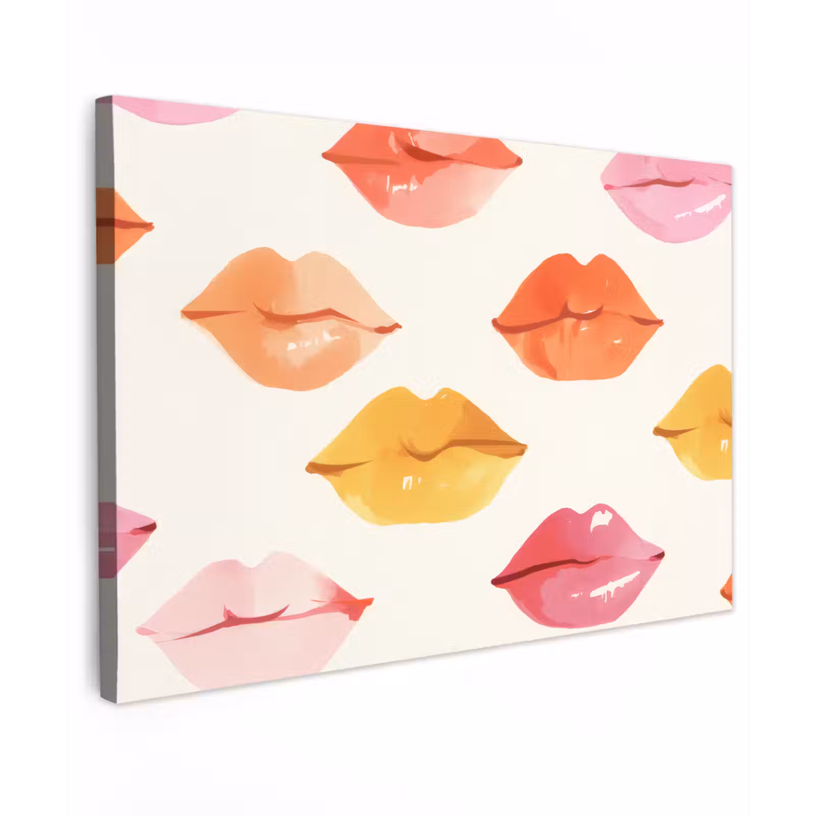 Canvas schilderij - Lippen - Kleurrijk - Glanzend — 1