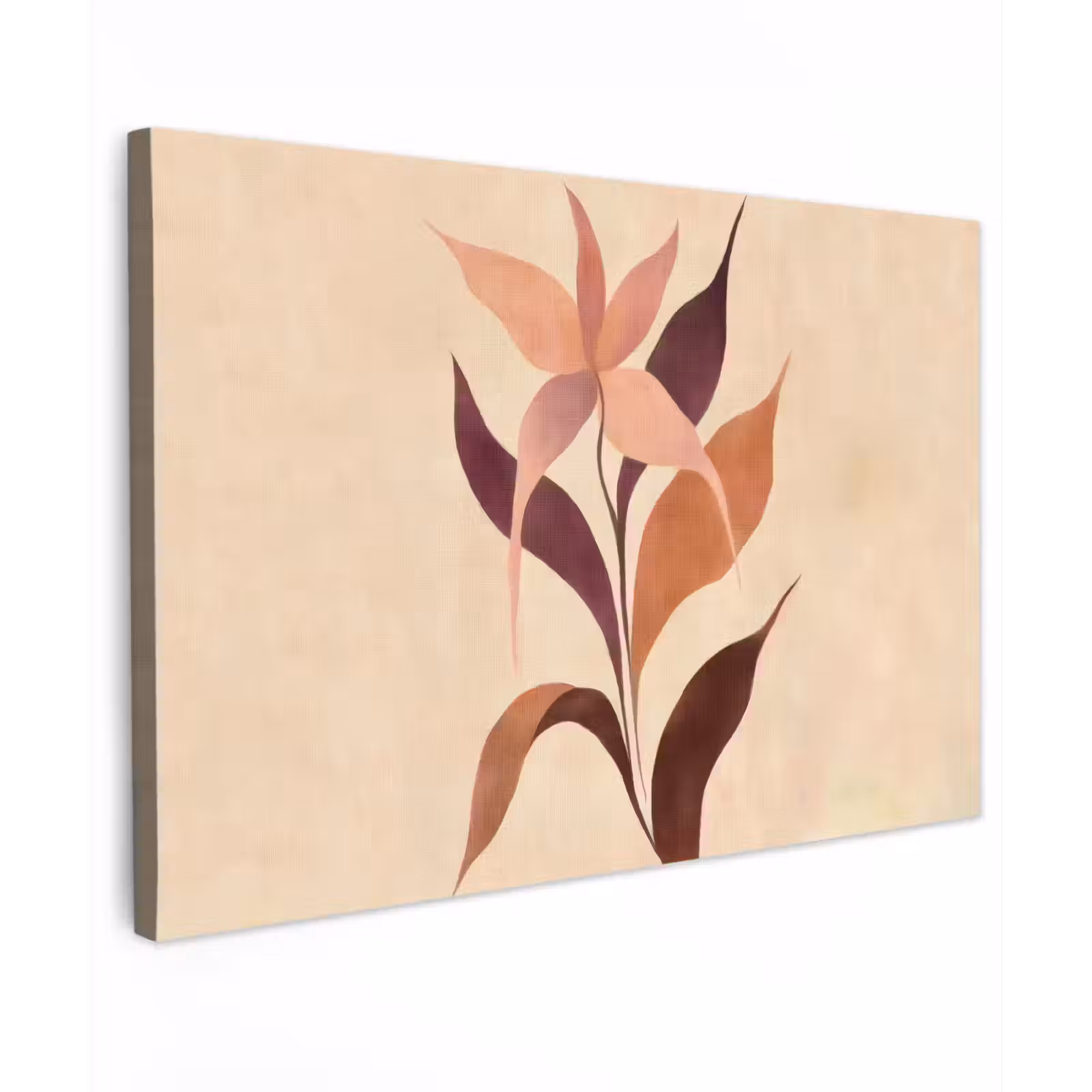 Canvas schilderij - Minimalistisch - Bloem - Bladeren - Beige — 1