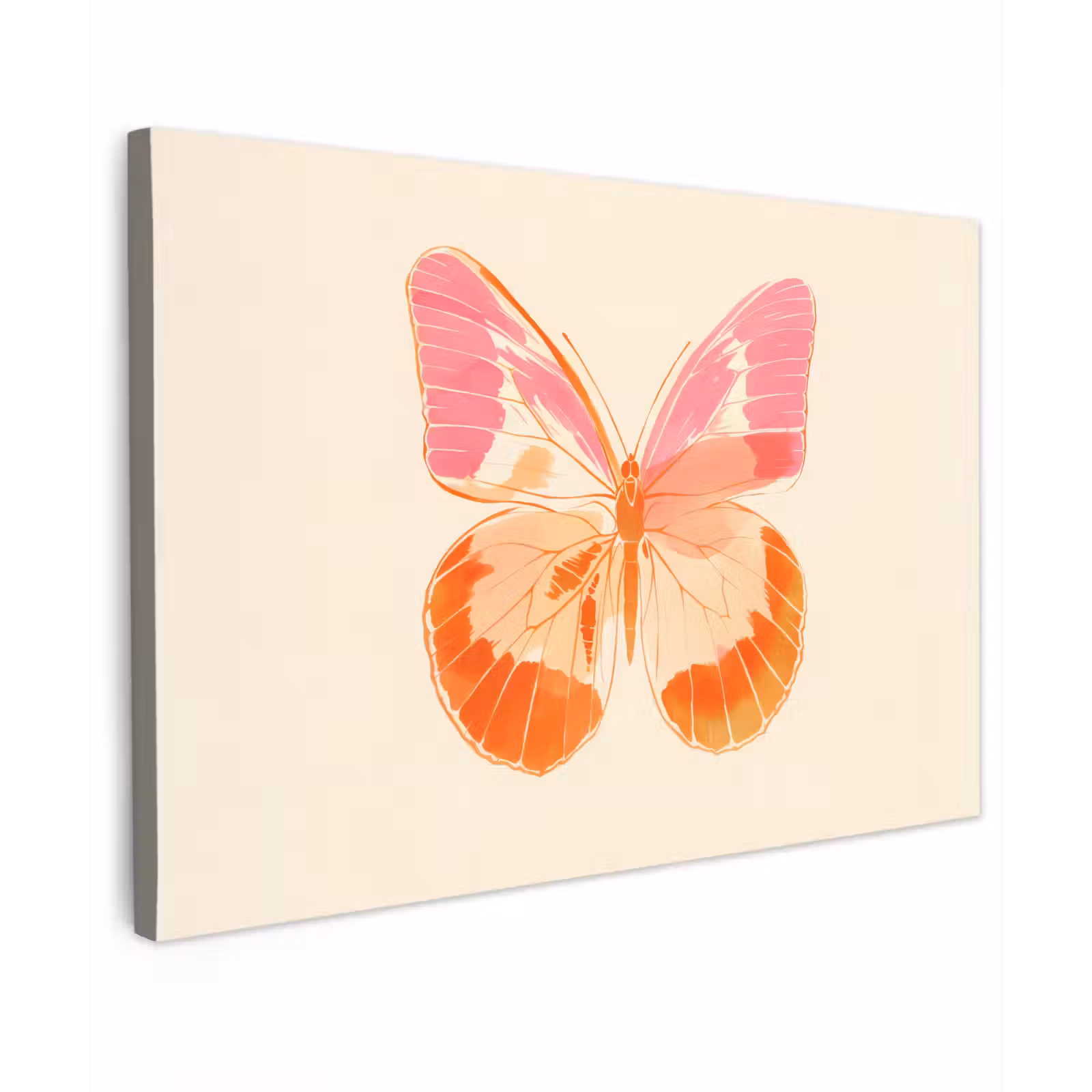 Canvas schilderij - Oranje - Vlinder - Minimalistisch — 1