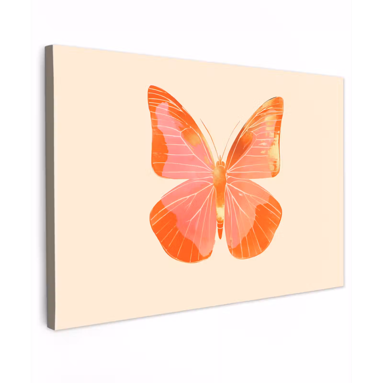 Canvas schilderij - Vlinder - Minimalistisch - Roze — 1