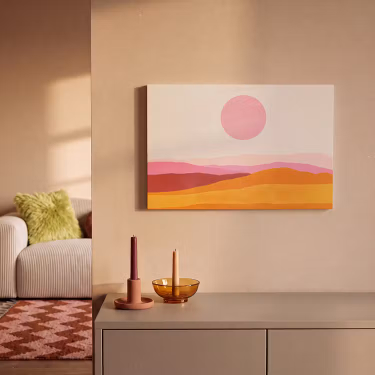 Canvas schilderij - Heuvels - Oranje - Zon - Abstract — 2