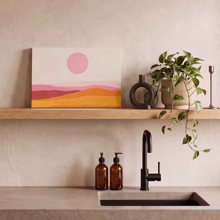 Canvas schilderij - Heuvels - Oranje - Zon - Abstract — 3