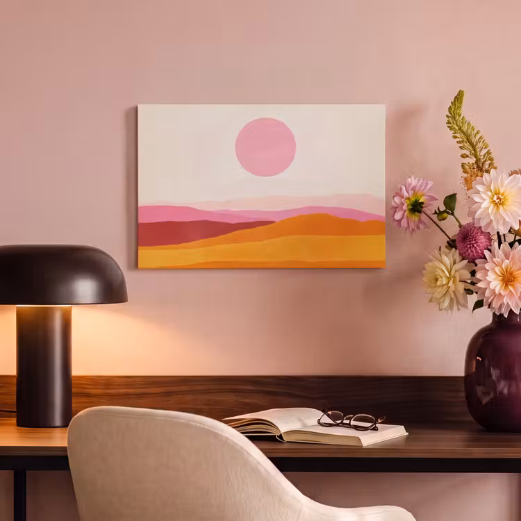 Canvas schilderij - Heuvels - Oranje - Zon - Abstract — 4