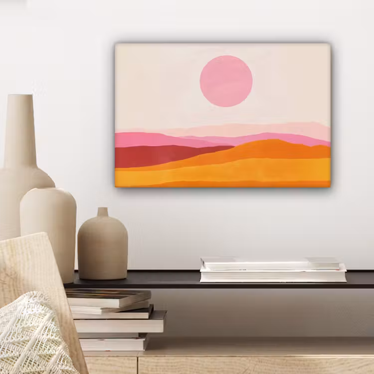 Canvas schilderij - Heuvels - Oranje - Zon - Abstract — 5