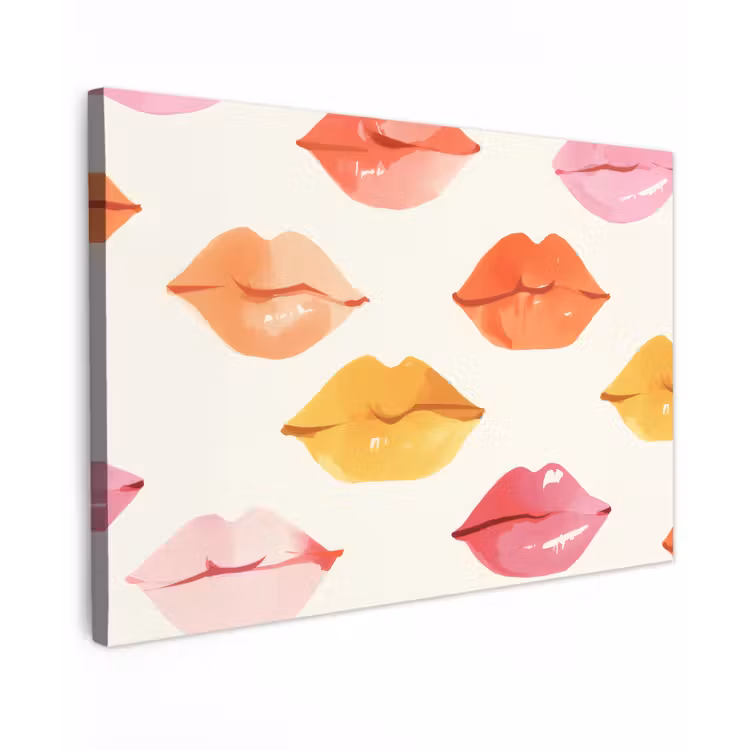 Canvas schilderij - Lippen - Kleurrijk - Glanzend — 1