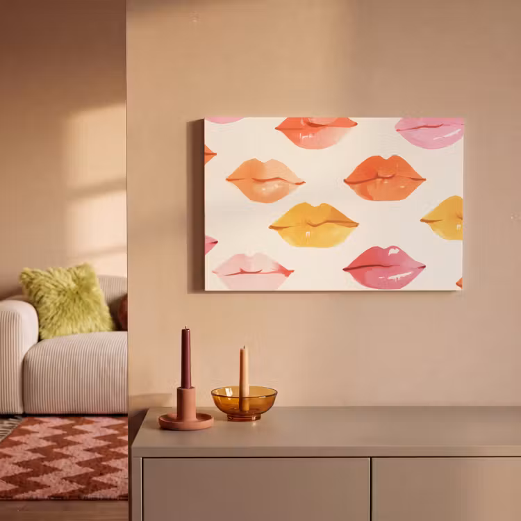 Canvas schilderij - Lippen - Kleurrijk - Glanzend — 2