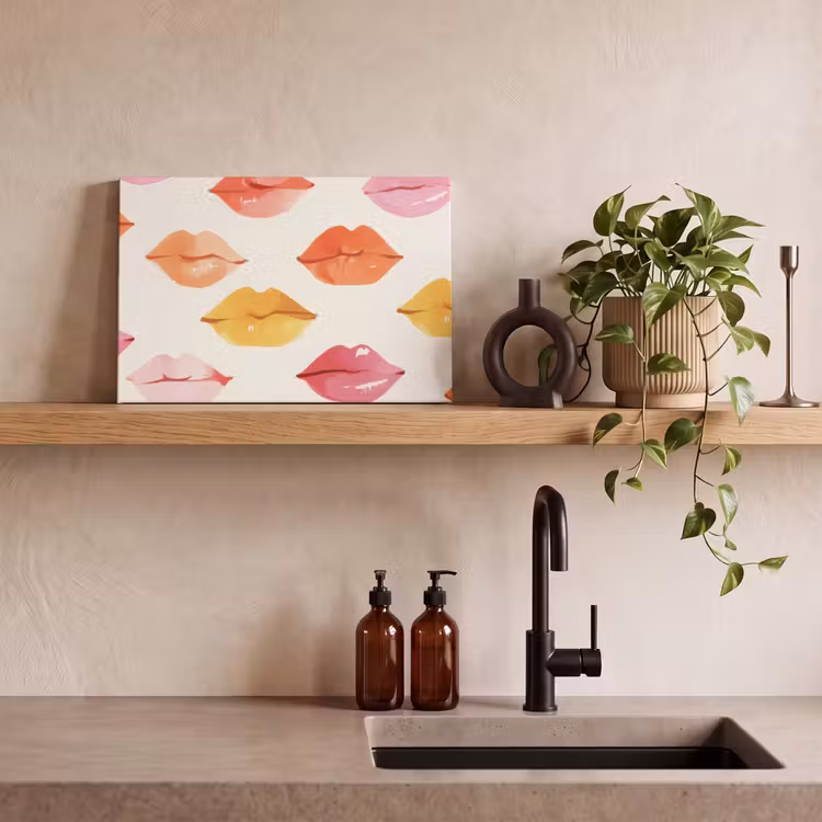 Canvas schilderij - Lippen - Kleurrijk - Glanzend — 3