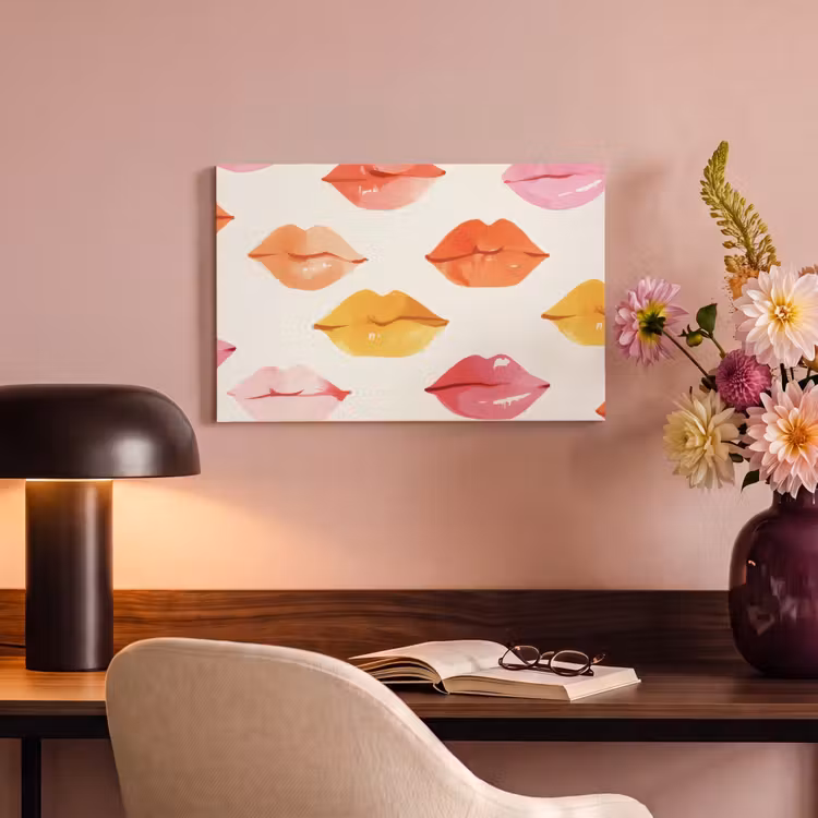 Canvas schilderij - Lippen - Kleurrijk - Glanzend — 4