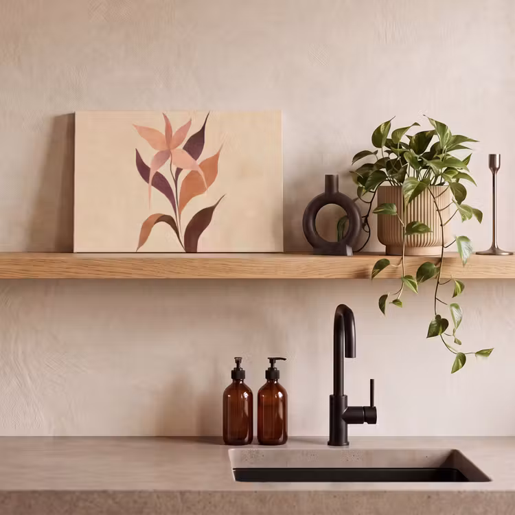 Canvas schilderij - Minimalistisch - Bloem - Bladeren - Beige — 3